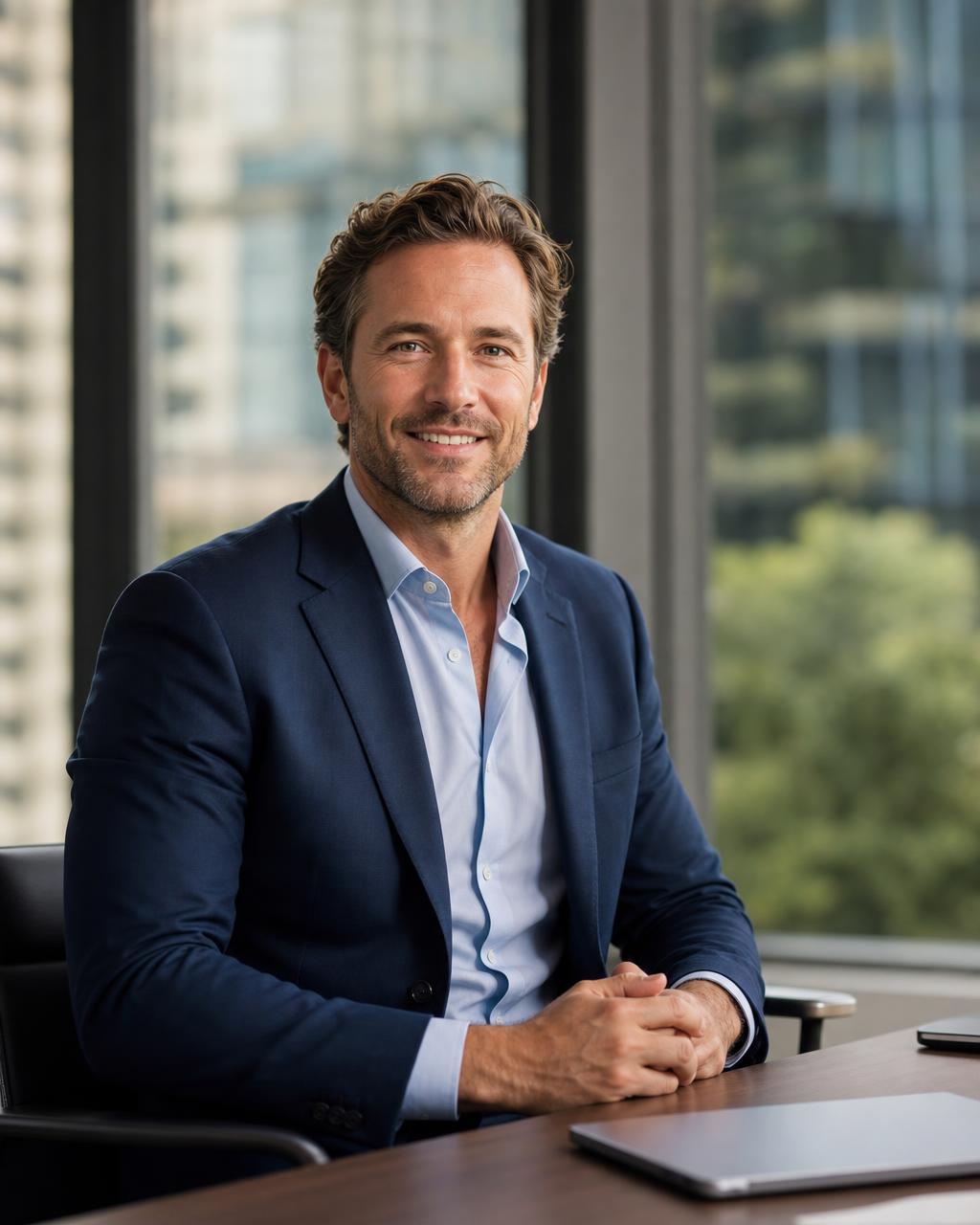 Financial advisor reviewing options in a modern office