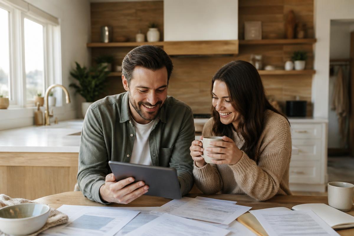 Couple reviewing loan options together at home